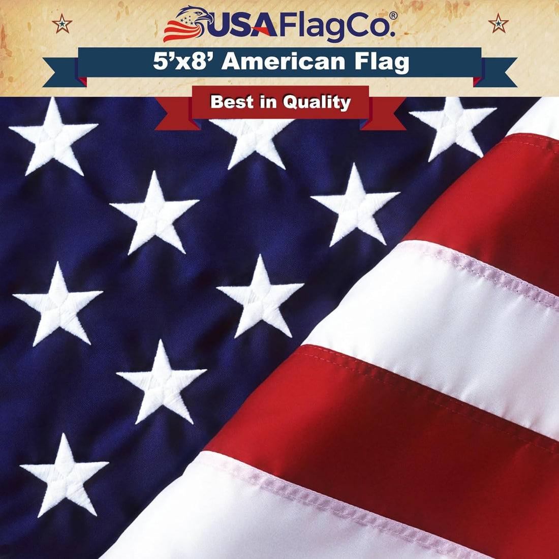 American Flags by USA Flag Co. (Made in USA) the Best 5X8 Embroidered Stars and Sewn Stripes United States Flag, Amazon a to Z Guarantee - 5 X 8 Ft.