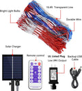 PUHONG (Upgraded) Solar American Flag Lights, 2-In-1 Plug-In & Solar Powered Flag Lights, 420 LED 8 Modes Waterproof Flag Lights with Remote for Independence Day, Garden, 4Th of July Decorations