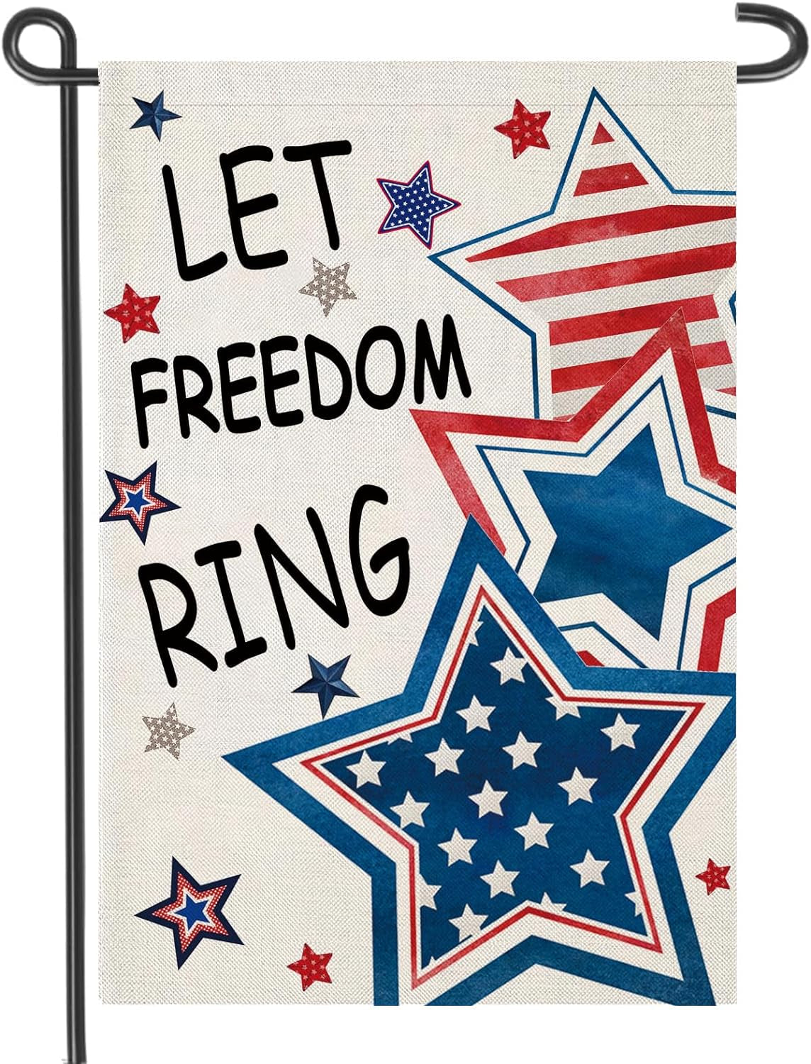 Patriotic Garden Flags for Outside, 4Th of July Star LET FREEDOM RING House Flag, Large Independence Day Yard Decorations 28X40 Inch Double Sided