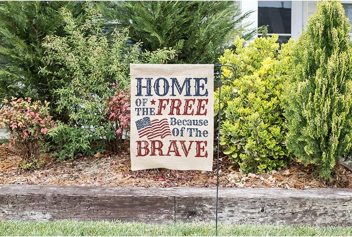 Home of the Free Because of the Brave Garden Flag 28X40 Inch American Flag Use Red Blue House Lawn Flag Double Sided Banners for Home Outdoor Decoration