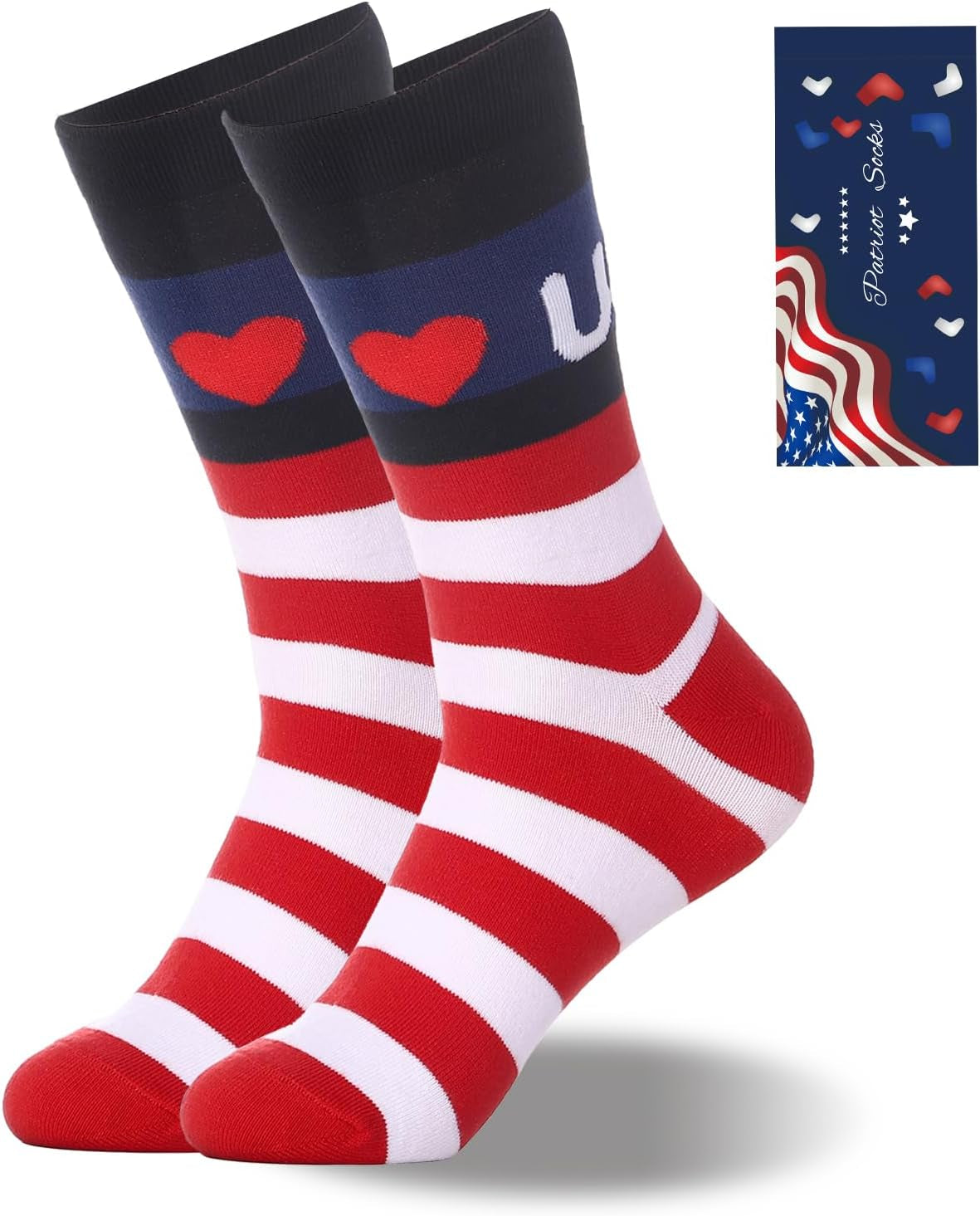 ZXGXLAW American USA Flag Socks Funny Men Women 4Th July Middle Star and Stripe Patriotic Freedom Day Gifts