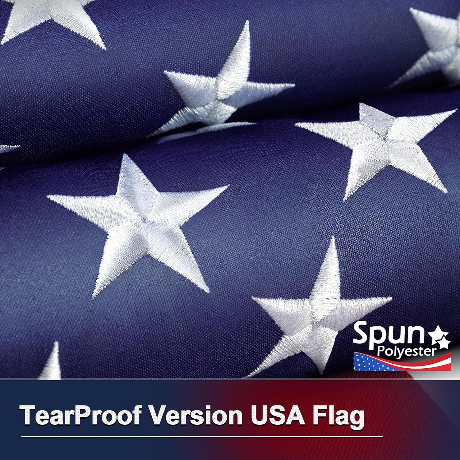 American Flag 8X12 FT Tearproof Series Outdoor Heavy Duty - 100% in USA, Spun Polyester American Flags for outside 8X12 Longest Lasting, Premium Tough US Flag 8X12 FT, Spun Polyester USA Flag with Luxury Embroidered Stars, Brass Grommets