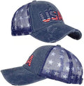 Patriotic-Usa-Baseball-Caps Woman-Man-Washed-Worn-Out-Mesh-Sun-Hat for 4Th July (Size M)