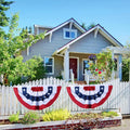 USA Pleated Fan Flag American US Bunting Flag Patriotic Half Fan Banner Flag with Canvas Header and Brass Grommets for 4Th of July Memorial Day Indoor Outdoor Decoration (6, 3X6 Feet)