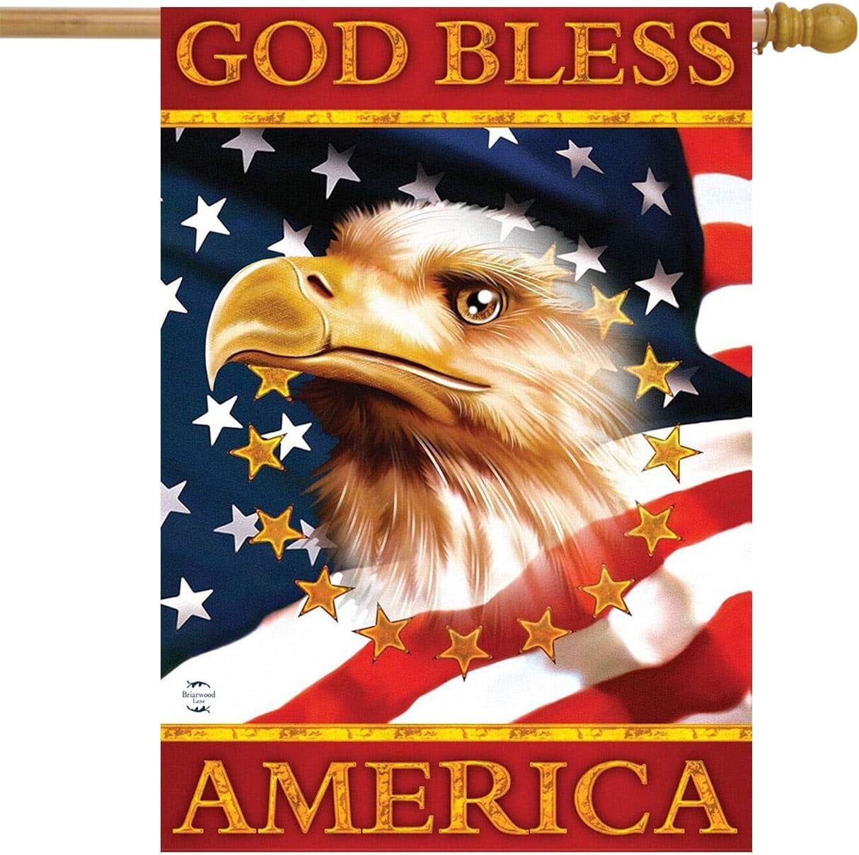 Patriotic 'God Bless America' Bald Eagle House Garden Flag - 28in x 40in