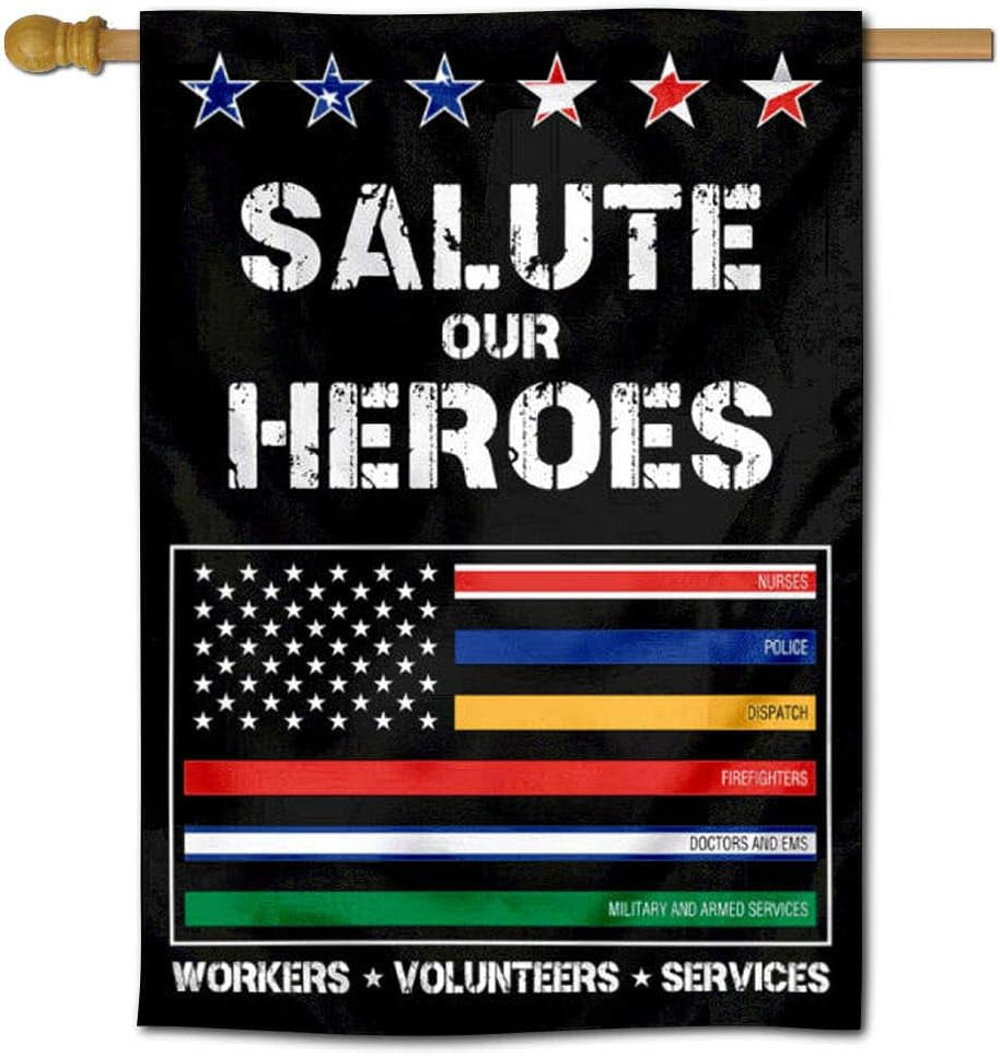 Salute Workers Services Thin Line Banner Flag and Front Line Workers Banners