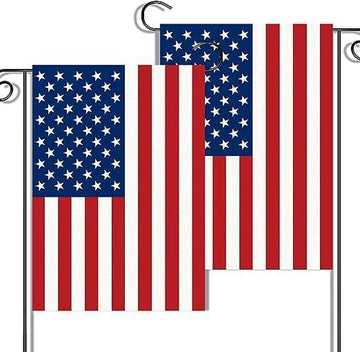 2 Pack American Garden Yard Flag USA Garden Flag 12 X 18 - Double Sided Printing Double Stitched and 3 Layers of Silk Fabric American Flag for Yard Courtyard