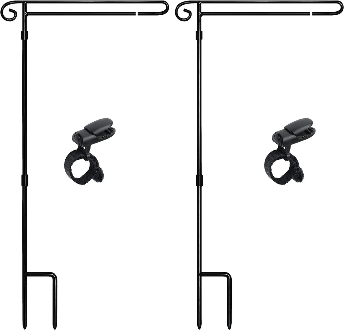 HOOSUN Garden Flag Stand Holder Easy to Install Strong and Sturdy Wrought Iron Pole Fits Mini Flag 12.5" X 18" No Need Extra Accessories to Fixed Flag,Garden Flag Pole without Flag