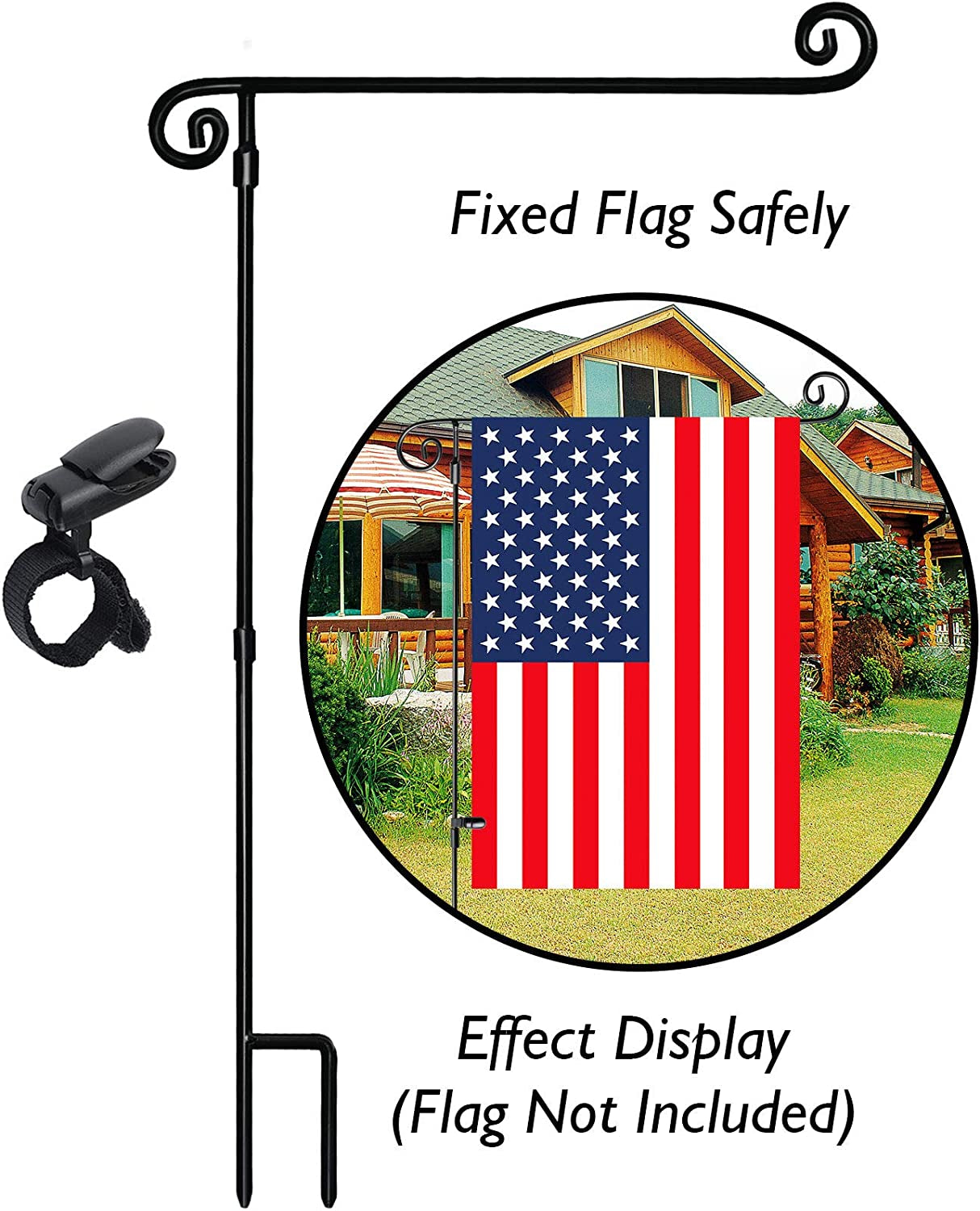 Garden Flag Stand, Yard Flag Holder,Garden Flag Hanger,Banner Pole with One Tiger Clip,Fall Decor for Outdoor Garden Lawn（2 Pack）