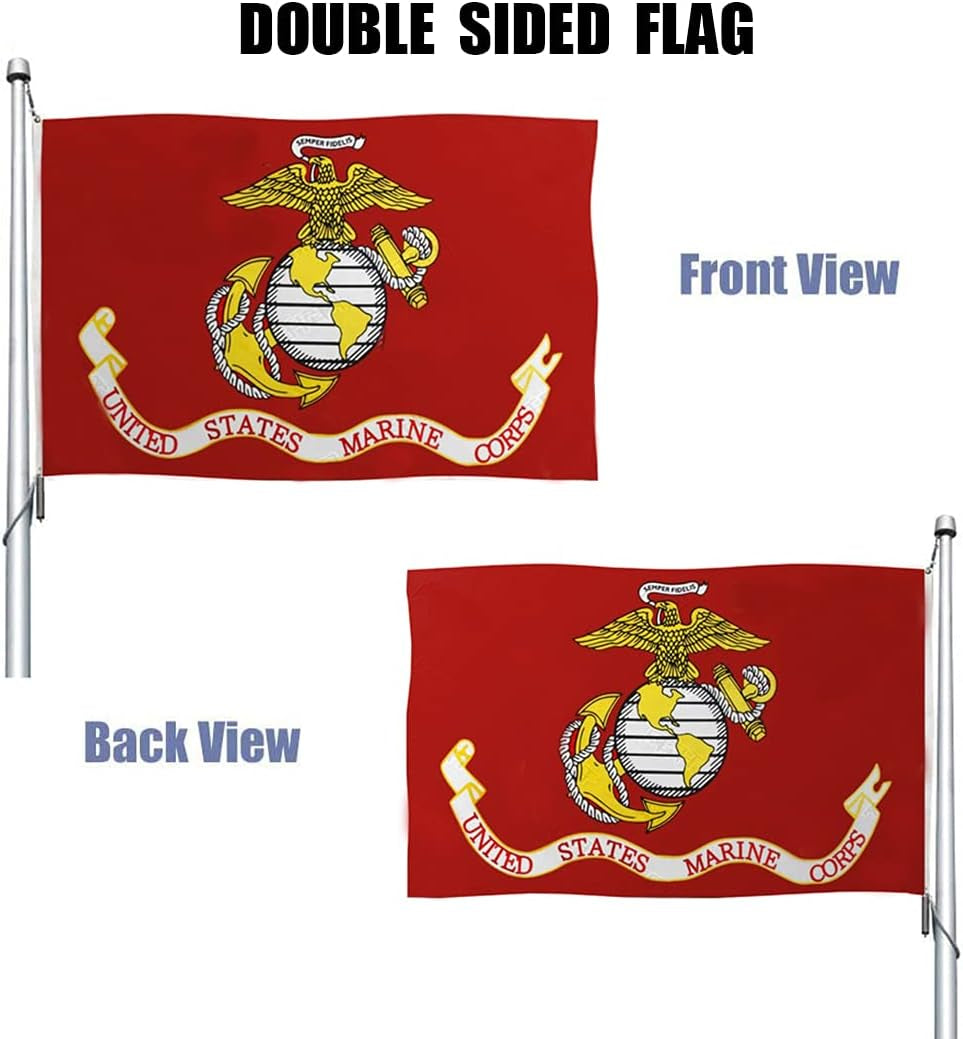 Marine Corps USMC Flag Double Sided 3X5 Outdoor Heavy Duty US Military Army Flags Long Lasting with 2 Brass Grommets