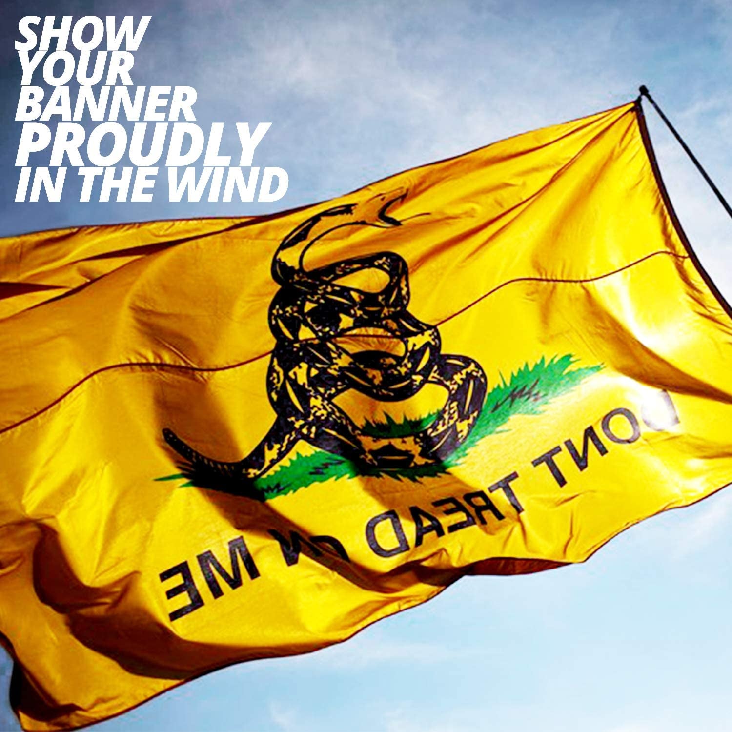 ANLEY Fly Breeze 3X5 Foot Don'T Tread on Me Flag - Vivid Color and Fade Proof - Canvas Header and Double Stitched - Flags Polyester with Brass Grommets 3 X 5 Ft (2 Pack)