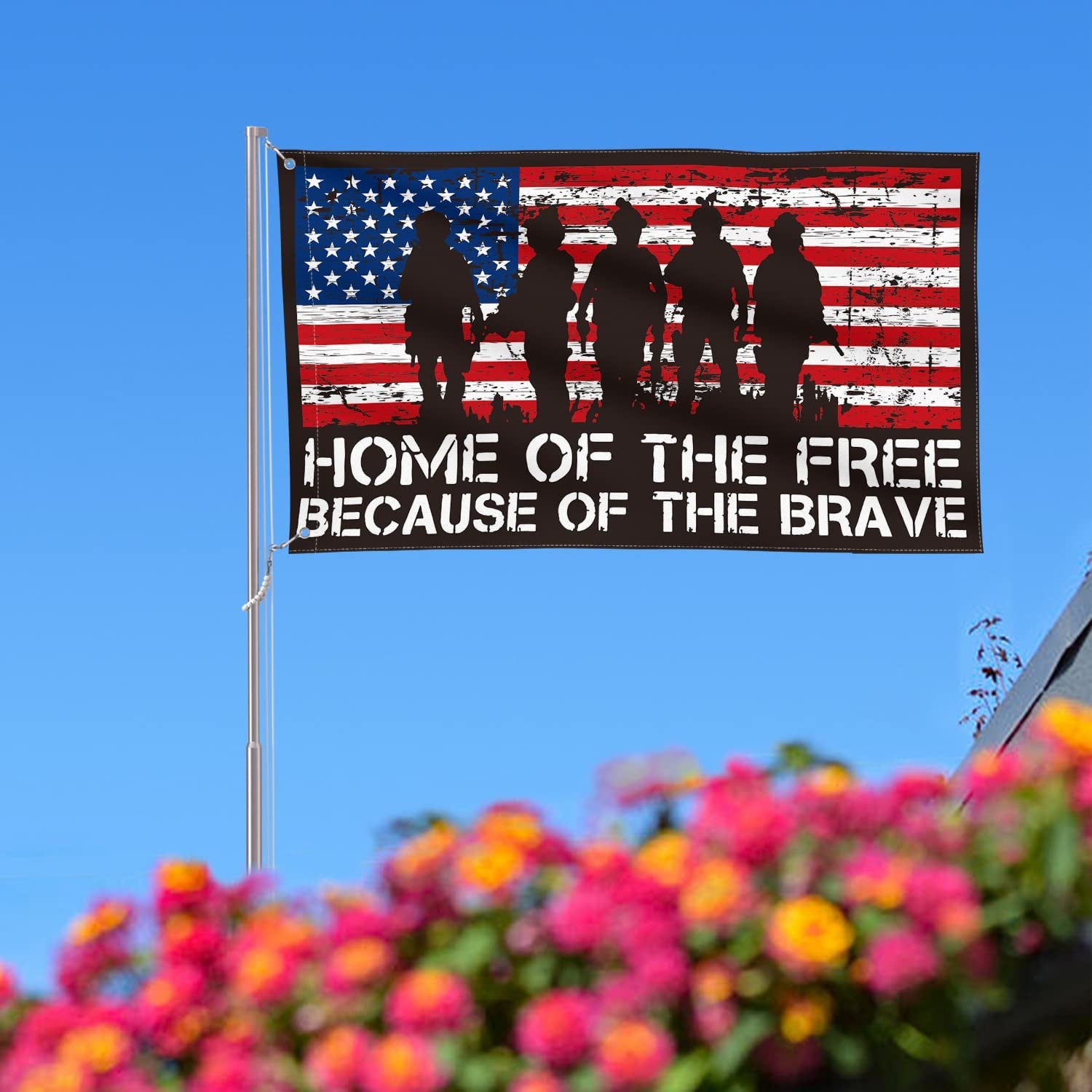 AVOIN Colorlife Memorial Day Patriotic House Flag 3X5 FT Double Sided, Veteran USA Flag 4Th of July Independence Day Large Banner Yard Outdoor Flag