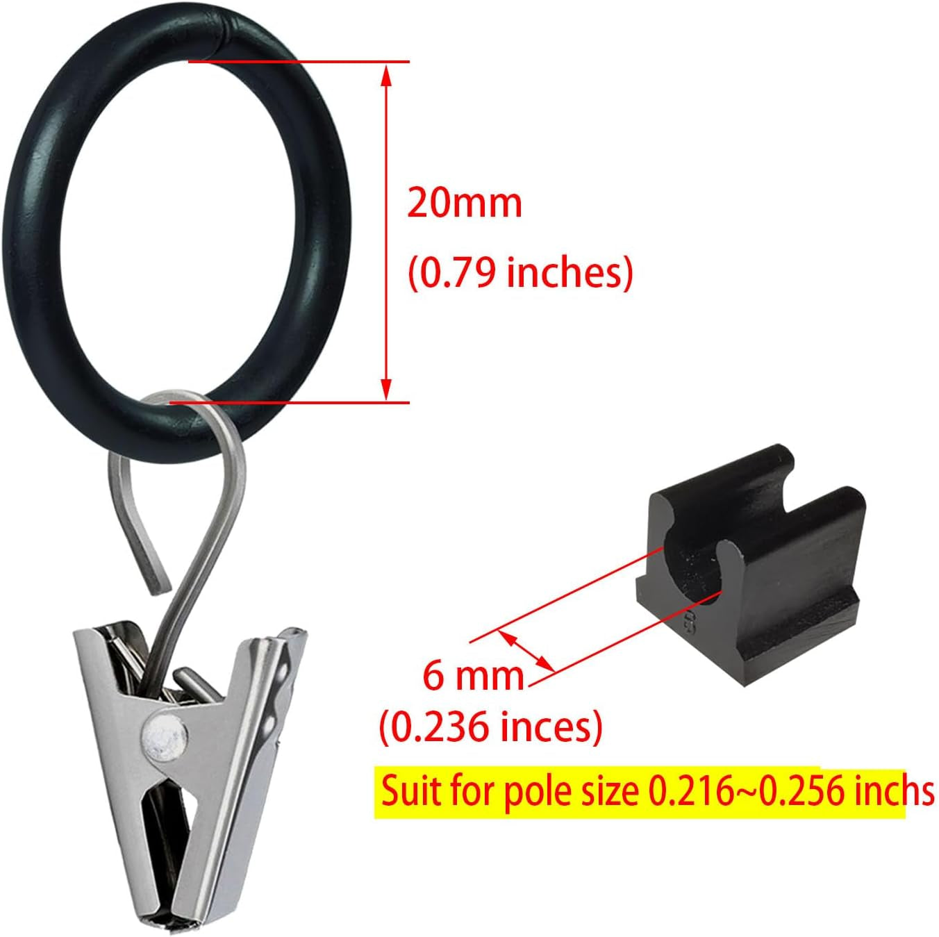 Garden Flag Clips and Stoppers,Tiger Clip with Ring and U Clamp(For 6Mm Rod),Anti Wind Accessories for Garden Flag Holder