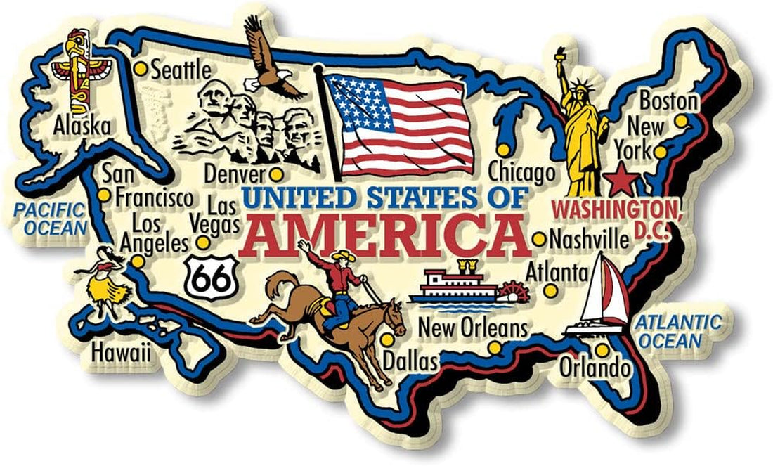 United States Jumbo Country Map Magnet by Classic Magnets, Collectible Souvenirs Made in the USA