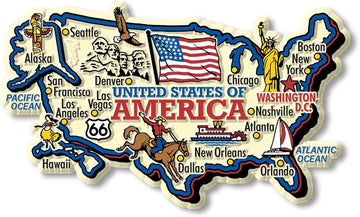 United States Jumbo Country Map Magnet by Classic Magnets, Collectible Souvenirs Made in the USA