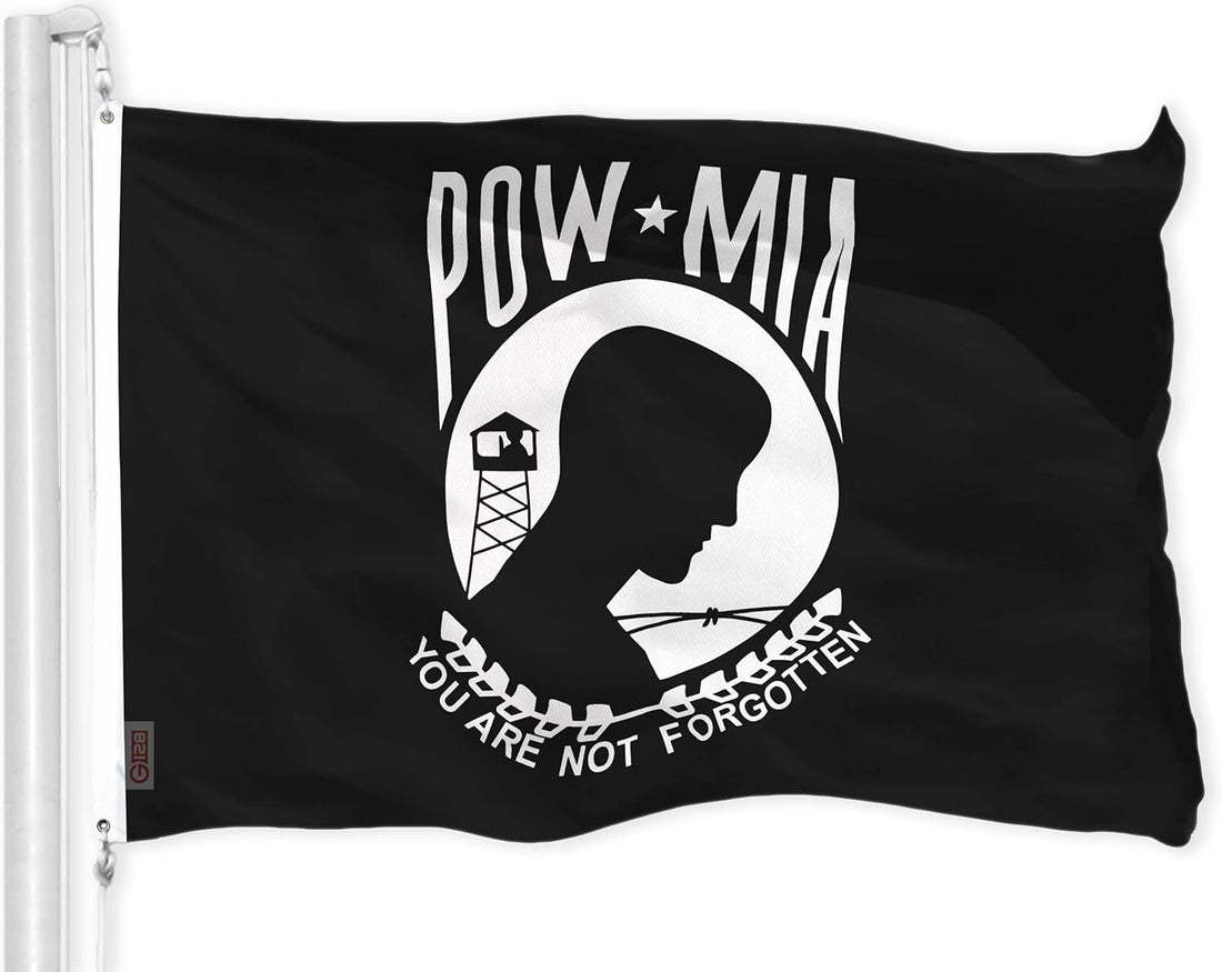 G128 POW MIA Flag | 3X5 Ft | Liteweave Pro Series Printed 150D Polyester | Indoor/Outdoor, Vibrant Colors, Brass Grommets, Thicker and More Durable than 100D 75D Polyester