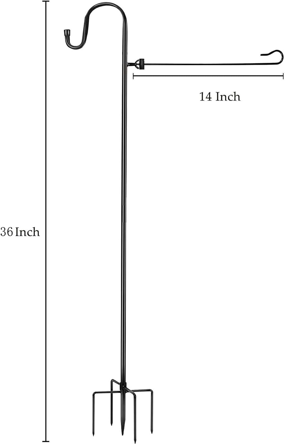Akeydeco Garden Flag Stand and Shepherd Hook,36 Inch Garden Flag Pole Holder with One Tiger Clip and Two Spring Stoppers for Bird-Feeder Lantern Plant-Hook Garden-Stake Seasonal Flags