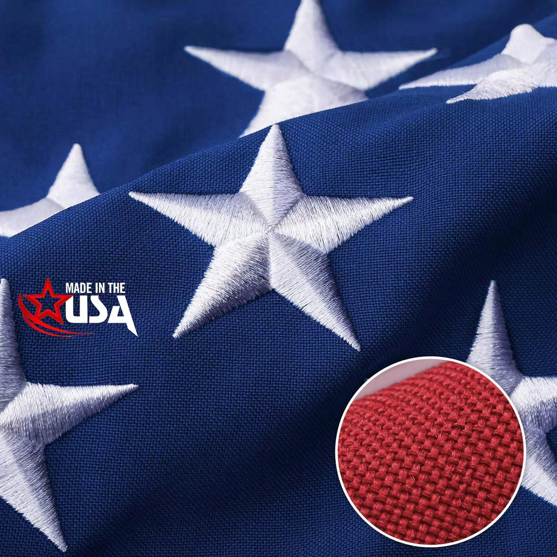 American Flag 3X5 Ft Ultra Durable Tear-Resistant Series ,Made in the USA , Made from Heavy Duty Water Resistant Polyester Canvas Embroidered Stars , Sewn Stripes , Brass Grommerts US Flags Perfect