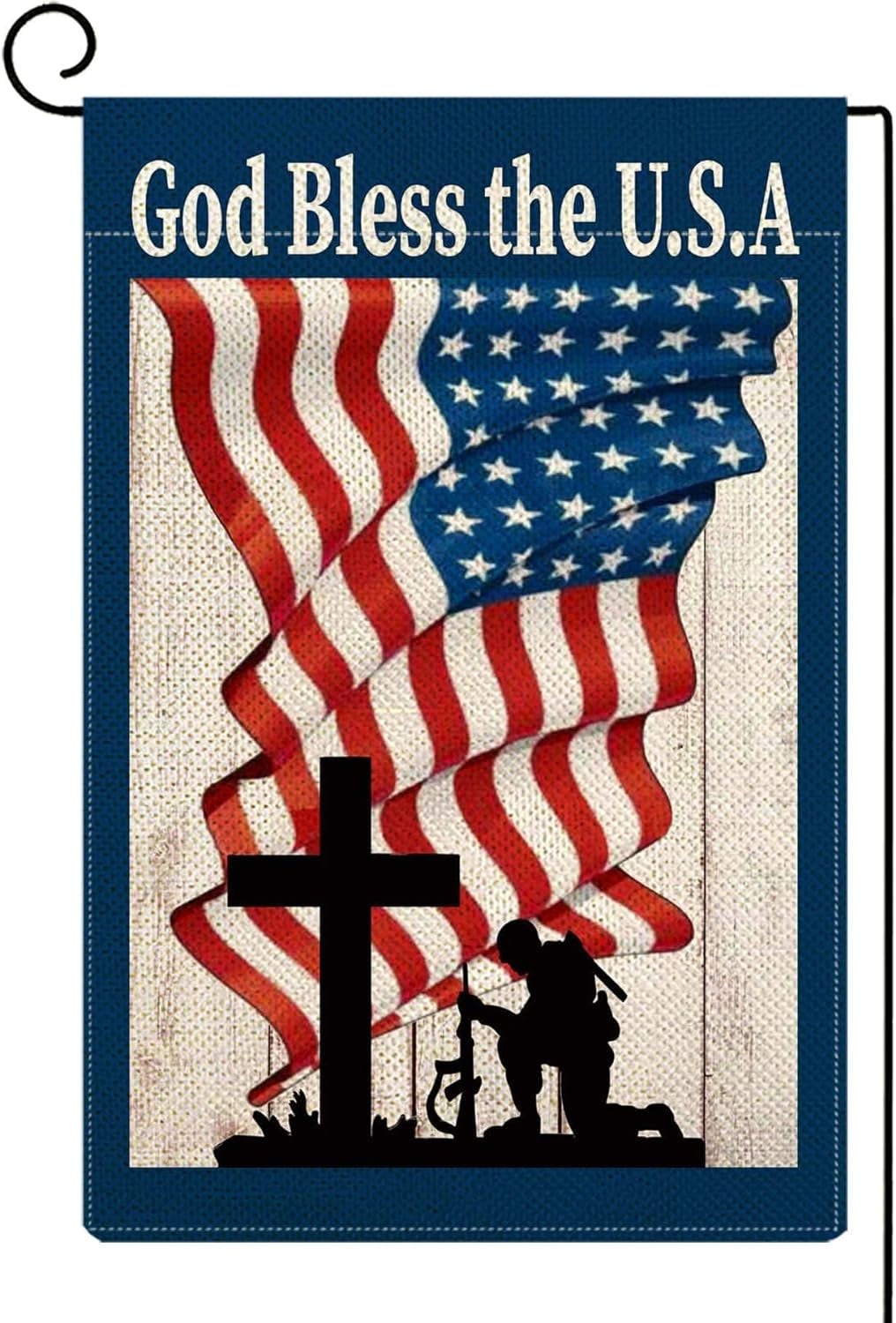 Baccessor God Bless America 4Th of July Garden Flag Double Sided, 4Th of July Memorial Day Independence Day Patriotic Garden Yard Flag Outdoor outside Holiday Decoration 12.5 X 18 Inch