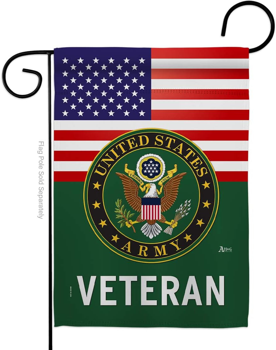 US Army Veteran Garden Flag Set Wall Holder Armed Forces Rangers United State American Military Retire Official Small Decorative Gift Yard House Banner Double-Sided Made in USA 13 X 18.5