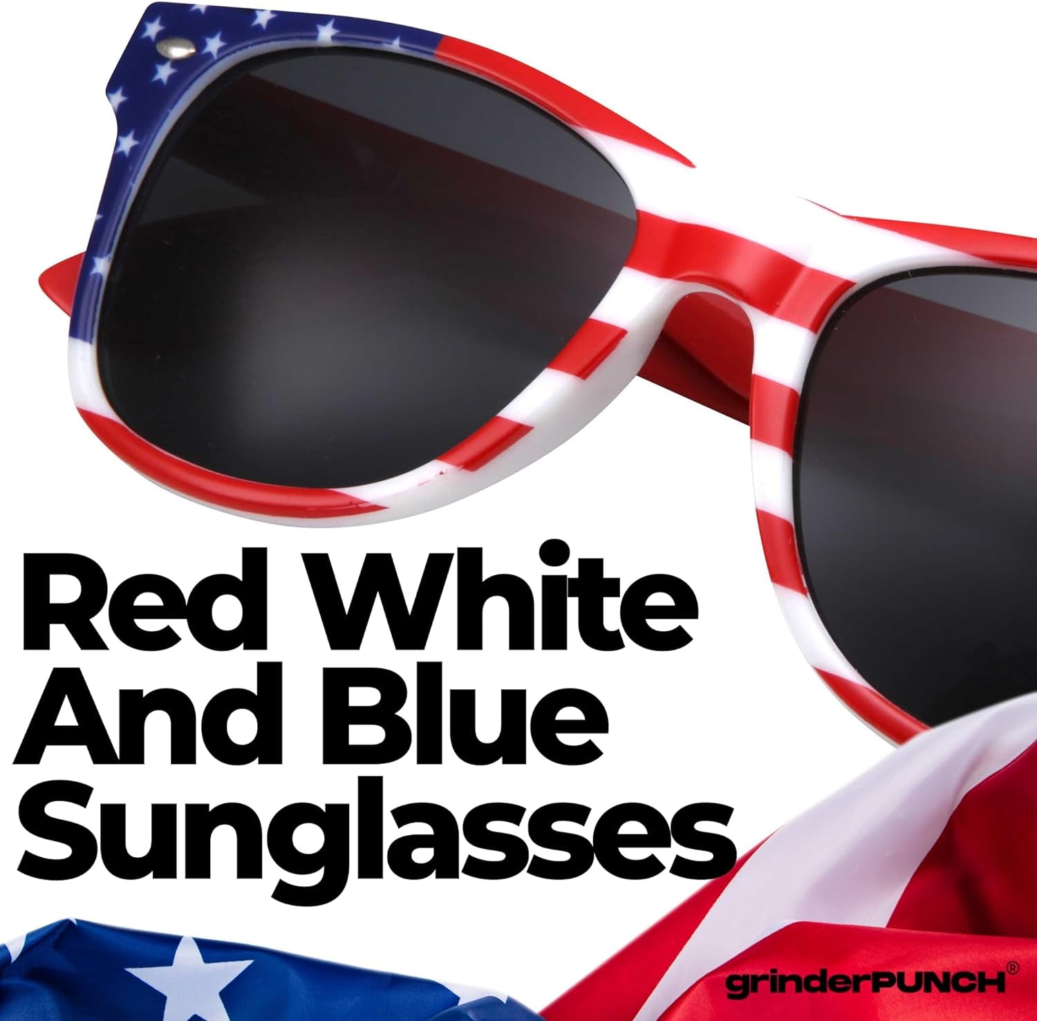 Grinderpunch 2 Pairs Bulk American Sunglasses USA Flag Classic Patriot