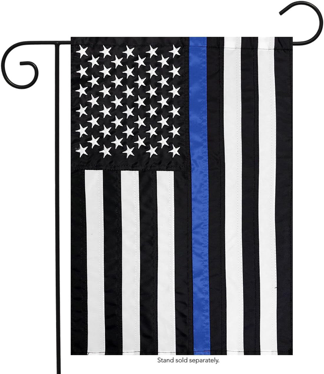 Thin Blue Line Police Applique & Embroidered Garden Flag 12.5" X 18"