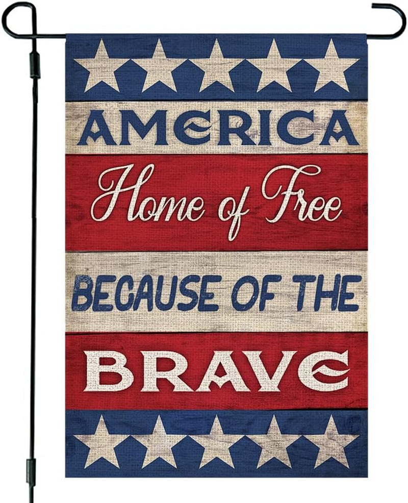 CROWNED BEAUTY 4Th of July Patriotic Free Garden Flag 12X18 Inch Double Sided Memorial Day Blue Star Red Independence Day outside Yard Party Decoration