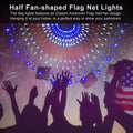 PUHONG July 4Th American Flag Lights,250 LED USA Half Fan Flag String Lights,Outdoor Waterproof Patriotic Ornaments for 4Th of July, Patriot Day, Independence Day