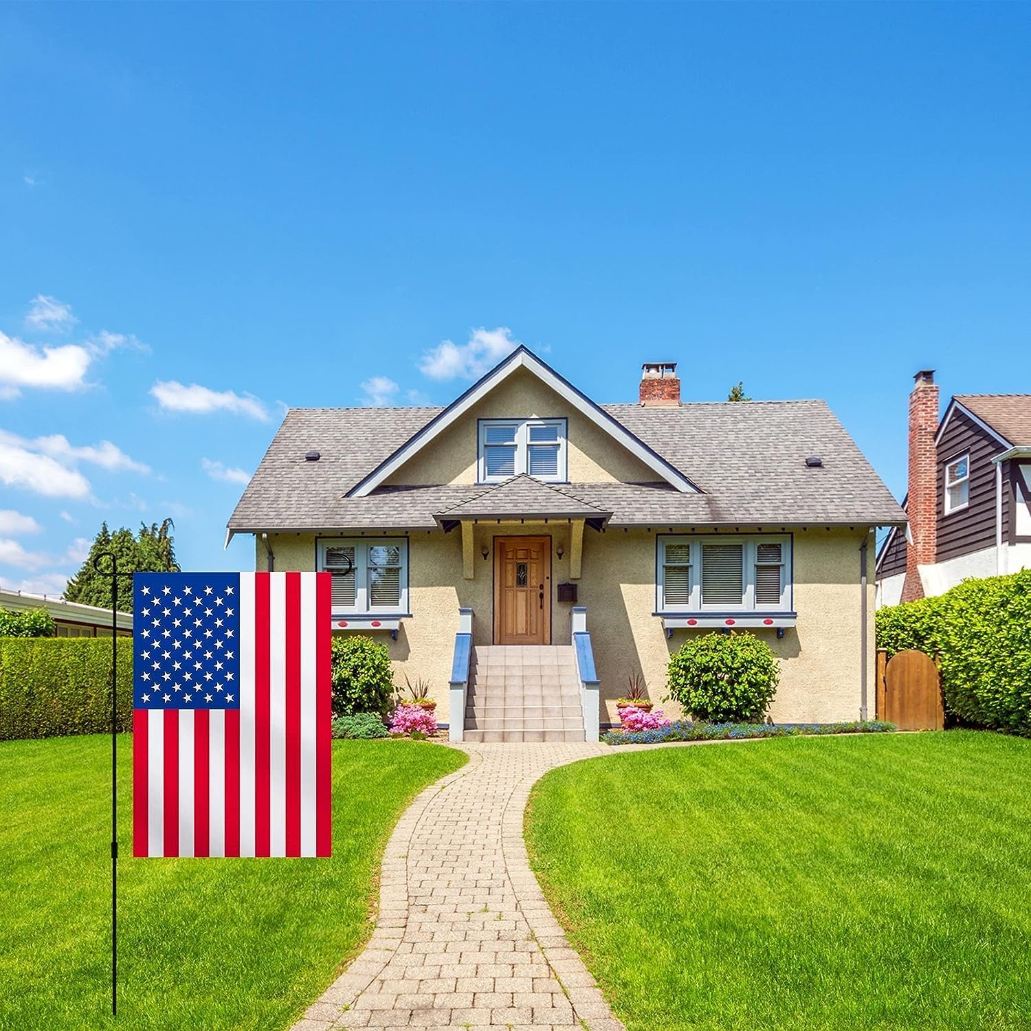 2 Pack American Garden Yard Flag USA Garden Flag 12 X 18 - Double Sided Printing Double Stitched and 3 Layers of Silk Fabric American Flag for Yard Courtyard