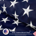 American Flag 3X5 Ft with Black Pole Kit - Heavyweight Nylon - Embroidered Stars and Sewn Stripes - 6 Ft No Tangle Flagpole Aluminum and 2-Position Flag Pole Bracket