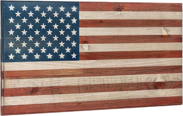 Flags of Valor Legacy Series Wooden American Flag | US Flag Wall Decor, Patriotic Wall Art, Made in USA by Veterans, Ready to Hang, Man Cave Room Decor for Men (Medium, 16" H X 32" W)