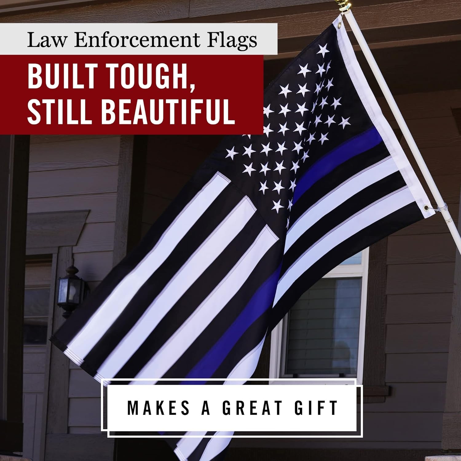 Thin Blue Line USA Flag 3X5 Ft | Heavy Duty Police Flag | Back the Blue | Blue Lives Matter Flag | Quadruple Stitched Fly End | Durable High-Performance 210D Nylon for High Winds | Brass Grommets