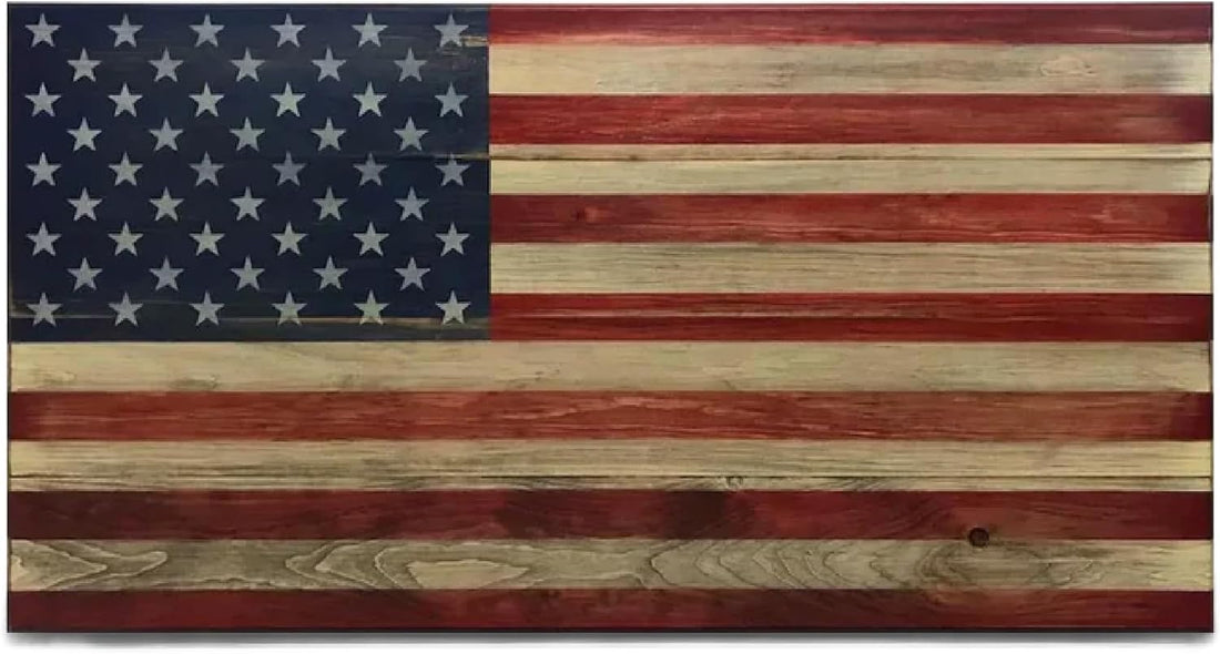 Flags of Valor Legacy Series Wooden American Flag | US Flag Wall Decor, Patriotic Wall Art, Made in USA by Veterans, Ready to Hang, Man Cave Room Decor for Men (Large, 22"H X 42"W)