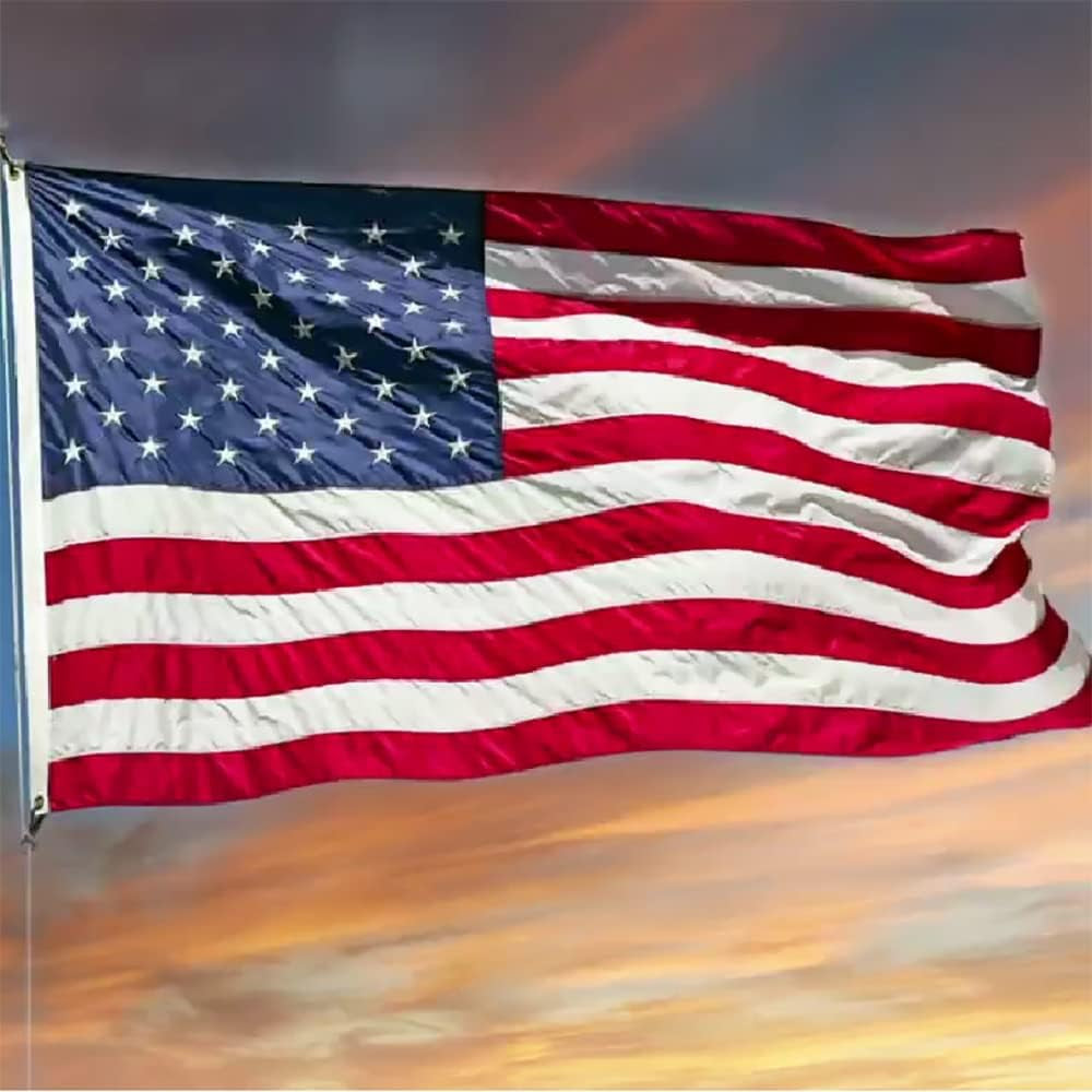 American Flag 8X12 Ft- Embroidered Stars,Sewn Stripes,Durable and Long Lasting Nylon,4 Solid Brass Grommets,Perfect for Outside/Outdoor Use Heavy Duty US USA Flags.