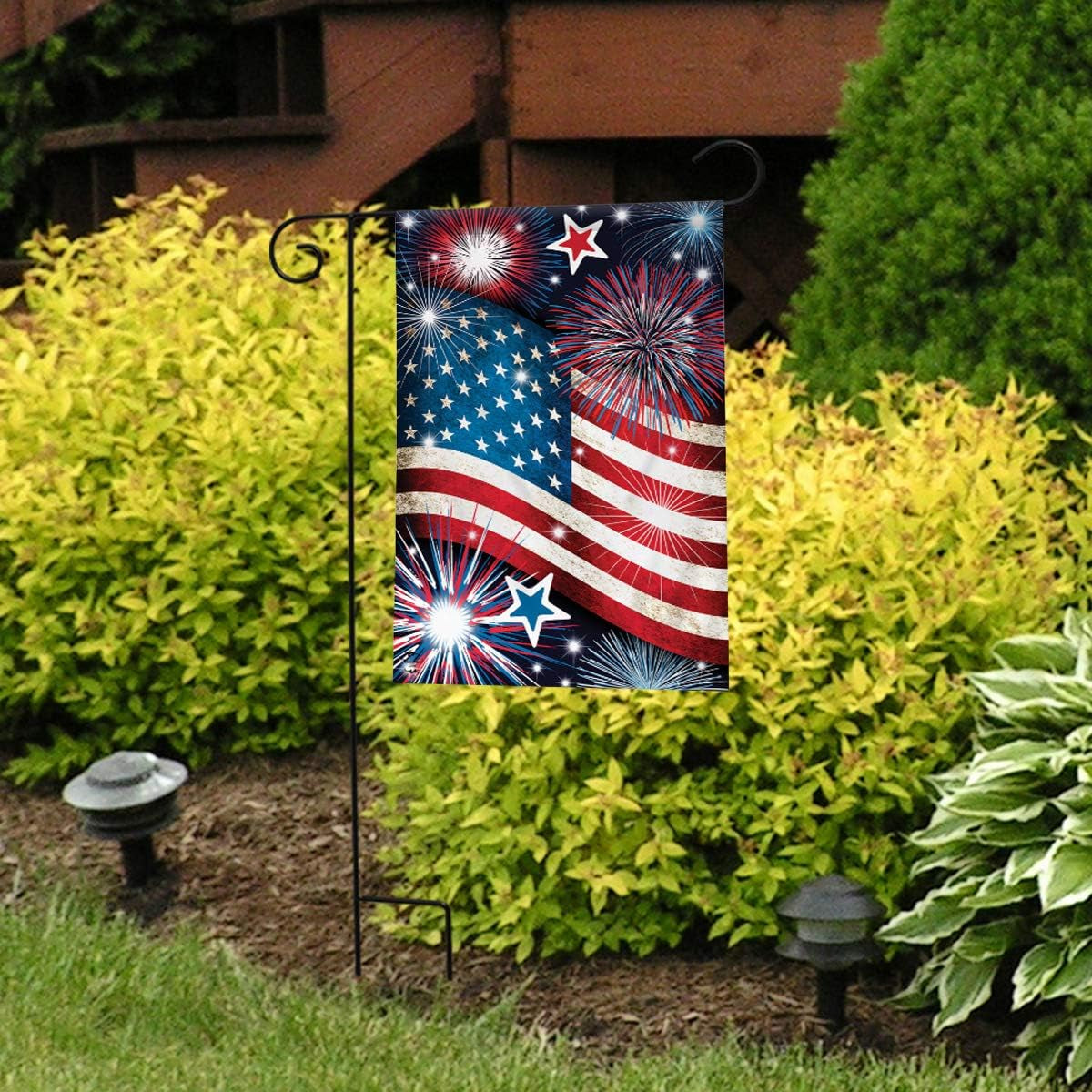 Stars and Stripes Patriotic Garden Flag Fireworks 12.5" X 18" Briarwood Lane