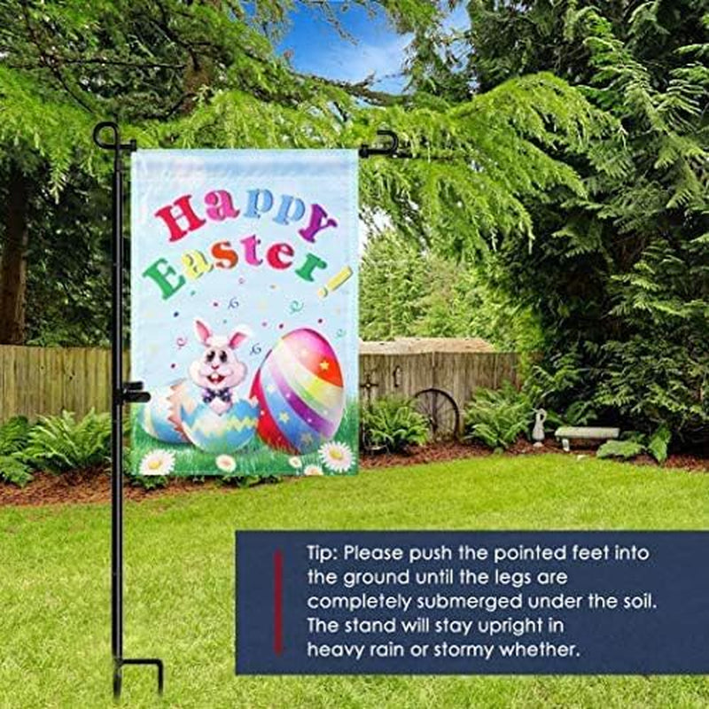 Garden Flag Stand Banner Flagpole, Black Wrought Iron Yard Garden Flag Pole - Holds Flags up to 12.5" in Width for Outdoor Garden Lawn