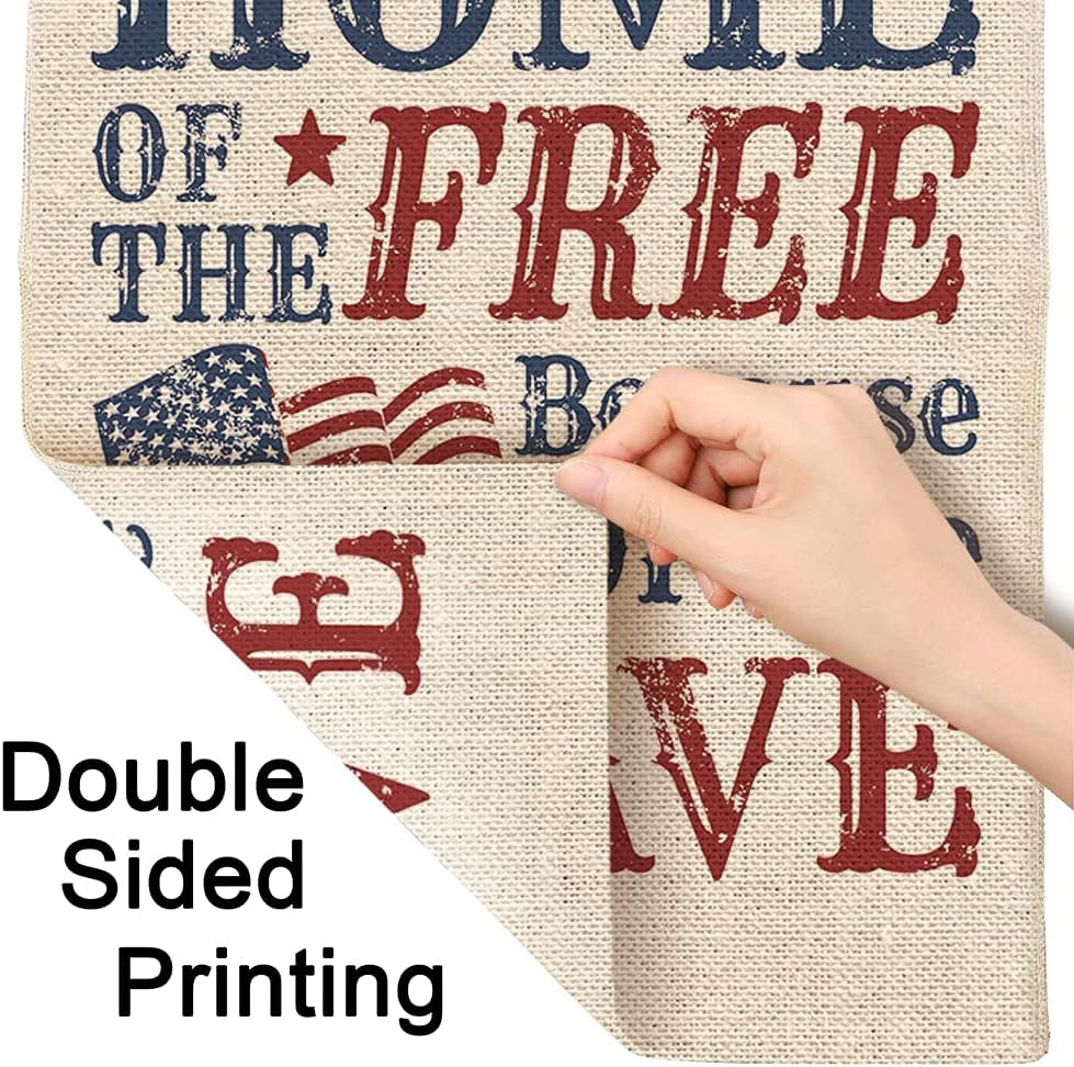 Home of the Free Because of the Brave Garden Flags Double Sided American Flag Use Red Blue Yard Flag 12.5X18 Inch Burlap Banners Home Decorative Outdoor Villa