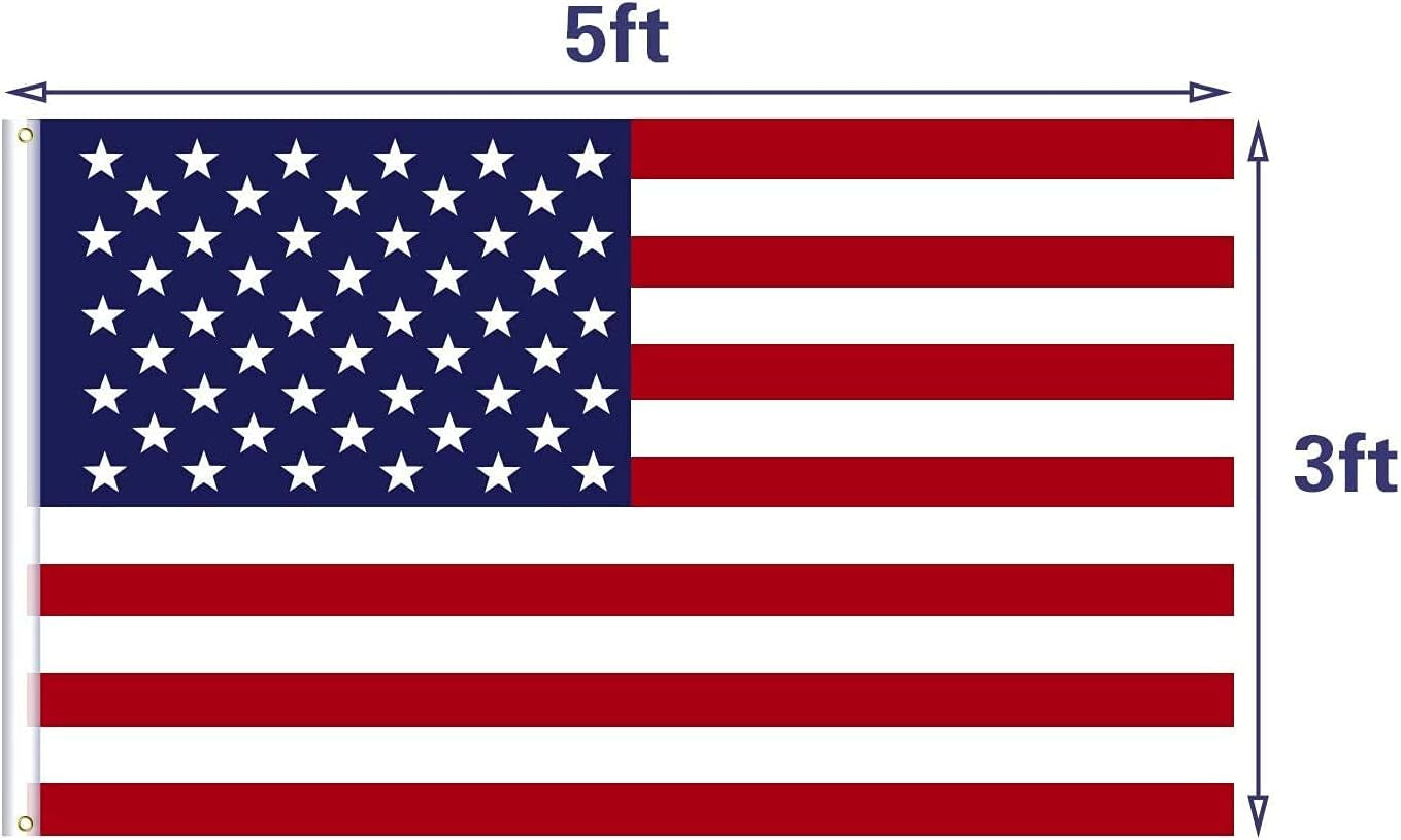 American Flag, Double Sides Priting US Flag 3X5 Ft- Upgrade 3-Ply Longest Lasting USA Flag. Heavy-Duty American Flags with Vivid Color and Brass Grommet for Outdoor & Indoor, Fade & UV Protected