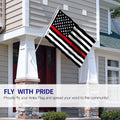 ANLEY Pack of 2 Fly Breeze 3X5 Foot Thin Red Line USA Polyester Flag - Vivid Color and Fade Proof - Canvas Header and Double Stitched - American Honoring Firefighter Flags with Brass Grommets