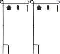 YEAHOME 2PC Garden Flag Holder Stand, Weather-Proof Yard Flag Pole Black Metal Powder-Coated Flagpole with Tiger Clip and Rubber Stopper for Garden Flags Outdoor Decorations