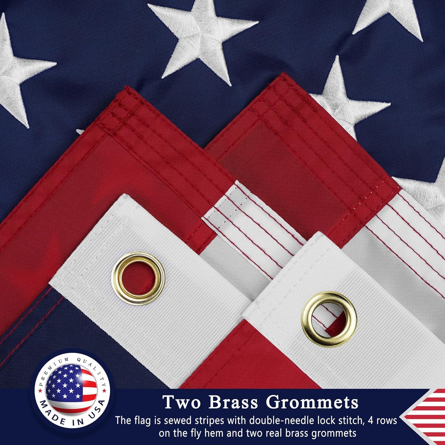 American Flag 3X5 Ft with Black Pole Kit - Heavyweight Nylon - Embroidered Stars and Sewn Stripes - 6 Ft No Tangle Flagpole Aluminum and 2-Position Flag Pole Bracket
