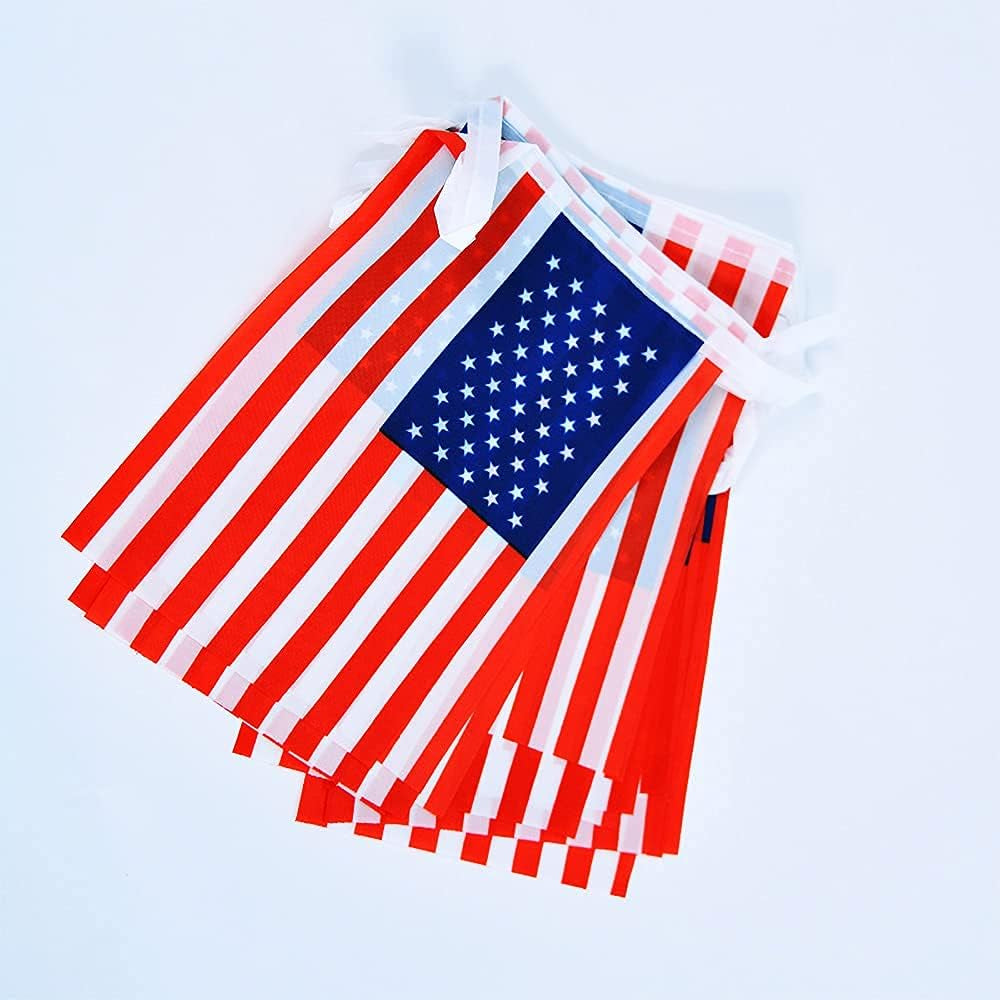 60PCS American Flag, Independence Day Banner American Flag, 65Ft American Flag Banner, Outside, Very Suitable for Patriotic Events, Sports, Bars Decorations