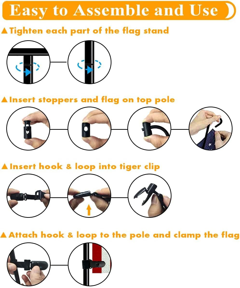 Garden Flag Stand Adjustable Heavy Duty Flag Pole Holder with American Flag 65Inch Shepherds Hook for Hanging Flag Bird Feeder Solar Lights Plant Hanger Etc Outdoor Garden Yard Flag Pole Kit (1 PCS)