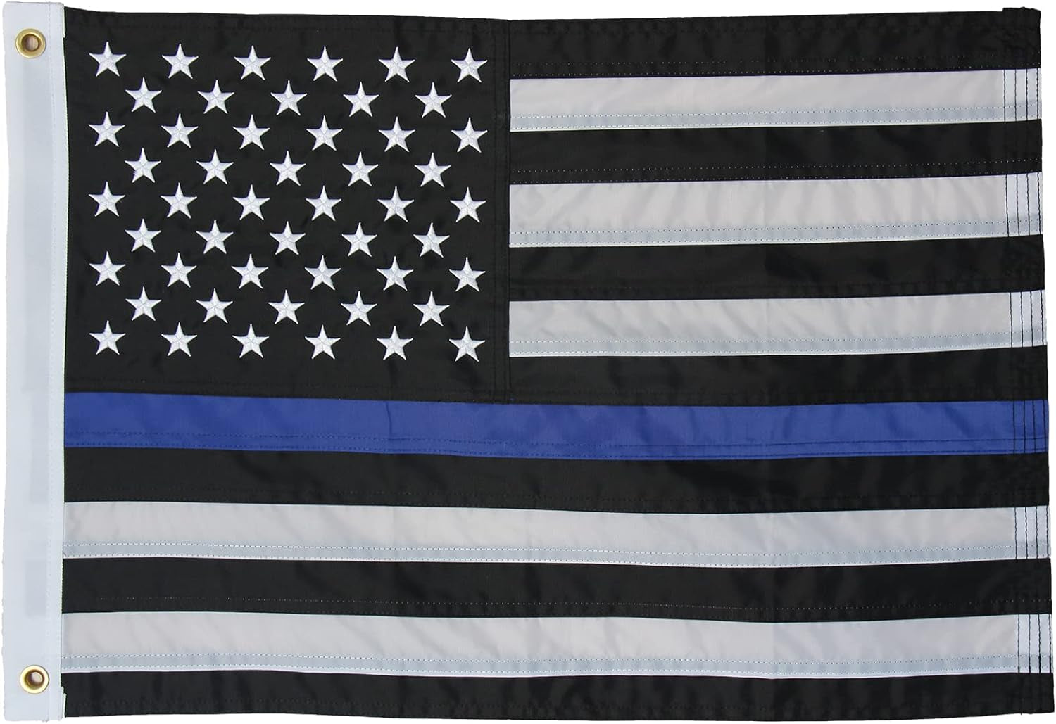 Thin Blue Line Flag 12X18 Inch Back the Blue - Made in USA Police Boat Flags, Blue Lives Matter First Responders Outdoor Flag, Embroidered & Sewn Stripe for outside Indoor