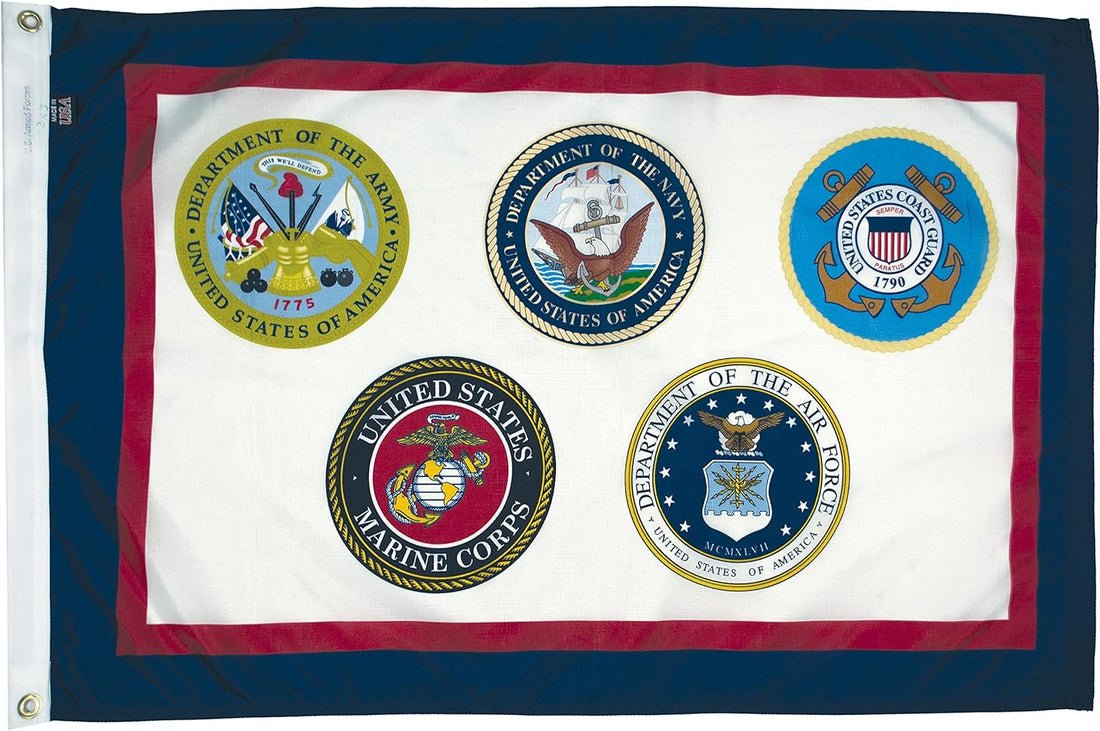 U.S. Armed Forces Nylon Military Flag, Made in the USA, 2X3'