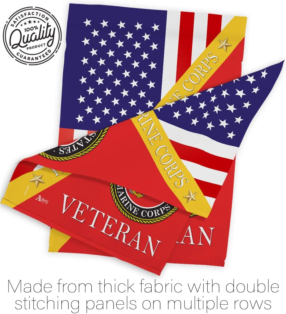 Home of Marine Corps Garden House Flag - Kit Armed Forces USMC Semper Fi United State American Military Veteran Retire Official - Decoration Banner Small Yard Gift Double-Sided Made in USA 28 X 40