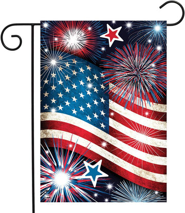 Stars and Stripes Patriotic Garden Flag Fireworks 12.5" X 18" Briarwood Lane