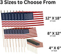 American Flags on Stick - Handheld Spearhead US Flag for 4Th of July, Memorial Day Event Decorations - Patriotic Decor for Indoors & Yard - Wooden Stick, Cotton Fabric (4