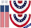 4 Pcs 4Th of July Decor Set, 2 Large 3X6 Ft American Pleated Fan Flag Bunting, 2 USA Flag 71X12