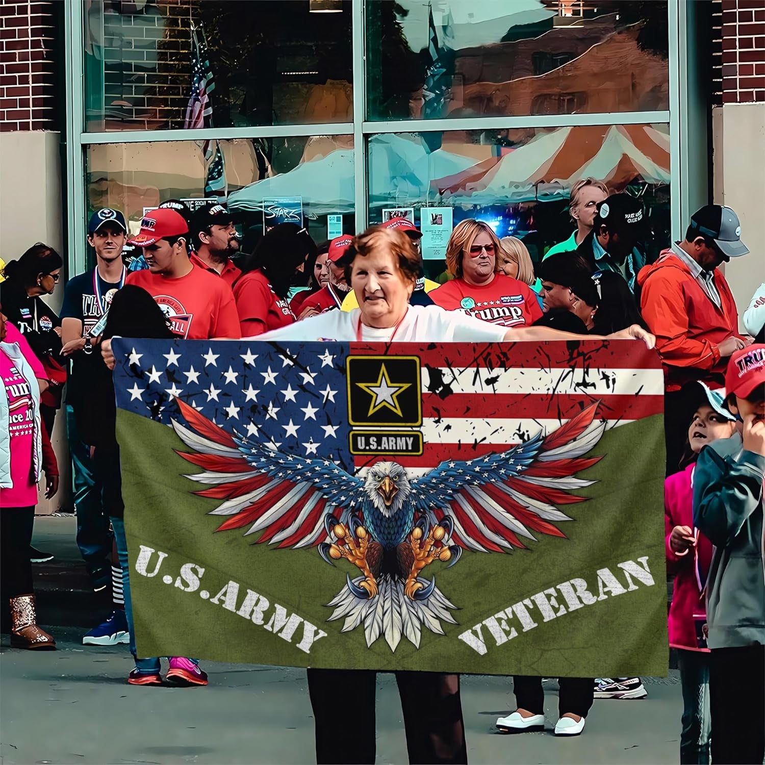 U.S. Army Veteran Flag 3X5 Ft Outdoor American Eagle Military Flag Double Sided Mirror Print Memorial Day 4Th of July Independence Day Flags for House Indoor outside Yard Patriotic Banner Decor
